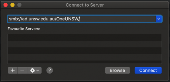 macOS Connect to Server window