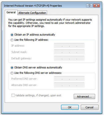 Obtain an IP address automatically 