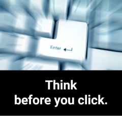 Enter key with think before you click text.
